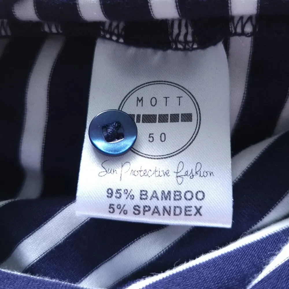 NEW Mott 50 Swimsuit Coverup Dress UPF 50 Small Blue Stripe Hooded Long Sleeve